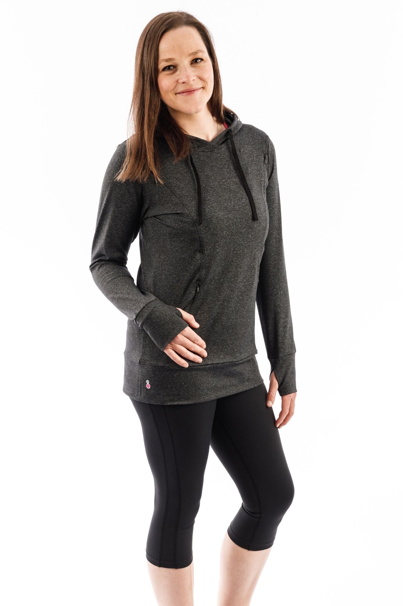 Luxe Maternity and Nursing Hoodie Charcoal Marl